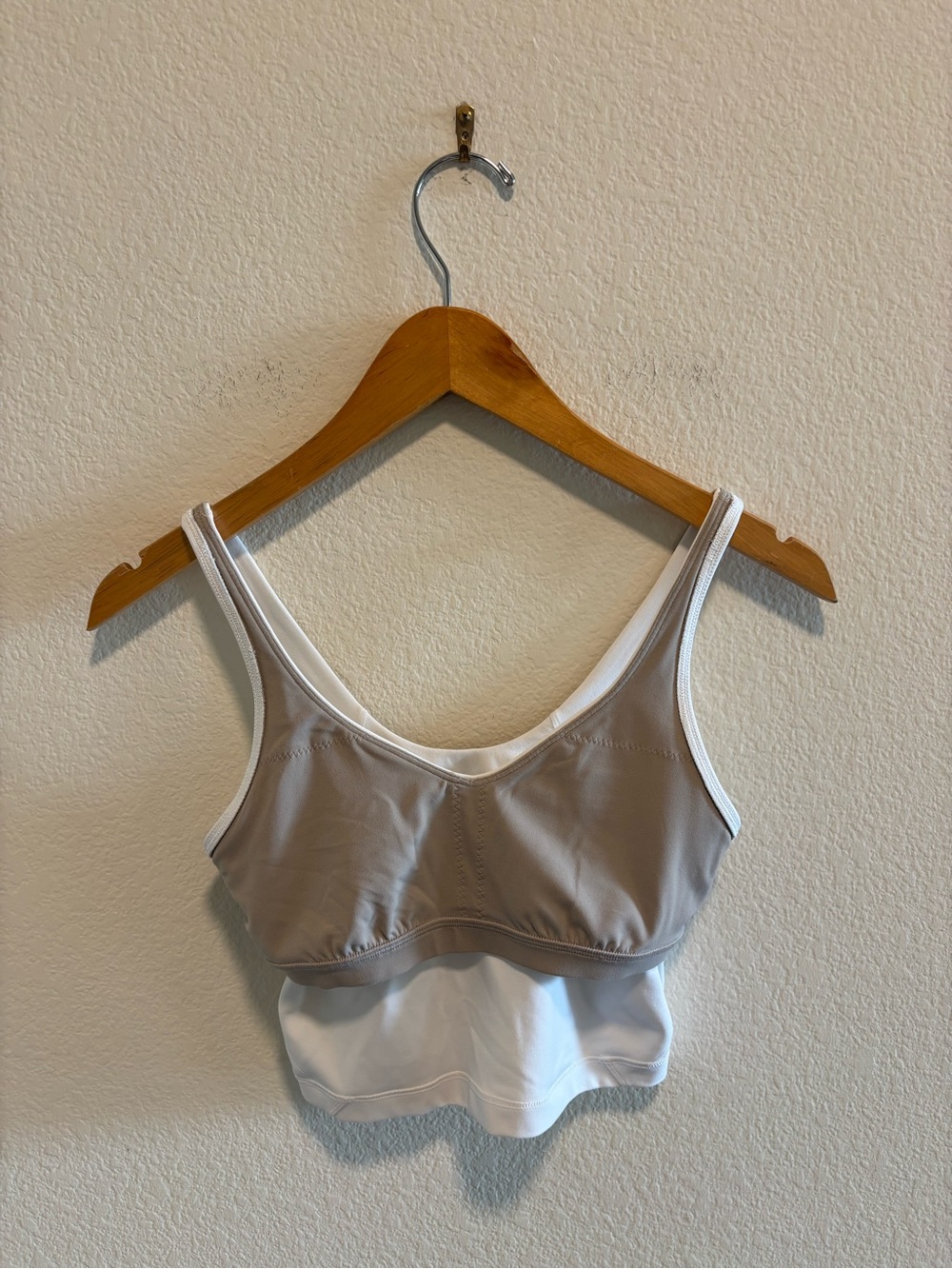 Lululemon Women’s Layered Tank Crop Top - Taupe/White Reversible - SZ 4